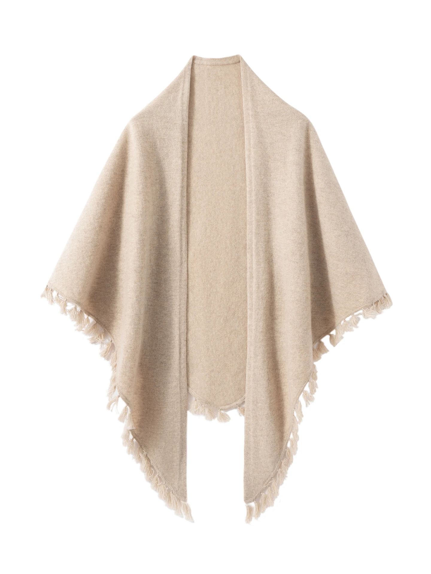 TLOML Women's 100% Cashmere Tassel Triangle Scarf Autumn Winter Cashmere Knitwear Wraps Luxury Elegant Soft Warm Comfy Shawl