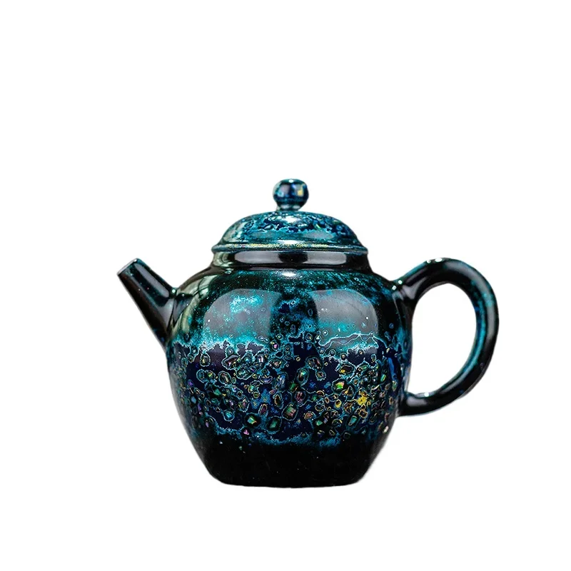 Fuzhou Lacquer Starry Sky Blue Sticker Luodian Teapot, Lin Jianjun Jade Mud Tea Bowl Gift Box