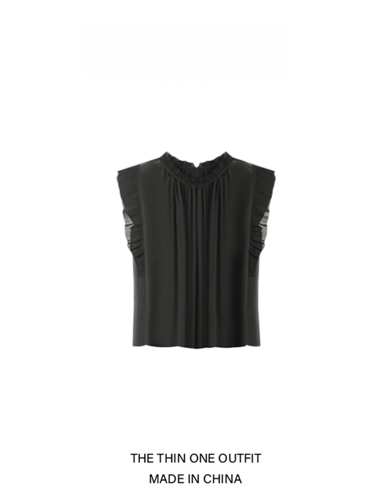 

Ele Bla плиссированный облегающий женский летний модный корейский повседневный прямой топ без рукавов с защитой от ультрафиолета без свека