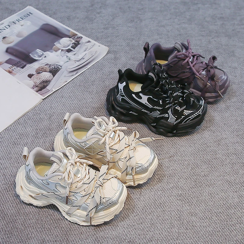 Children Sneakers Mesh Breathable Boys Girls Sports Shoes Soild Color Versatile 2026 New Fashion Kids Casual Shoes Non-slip