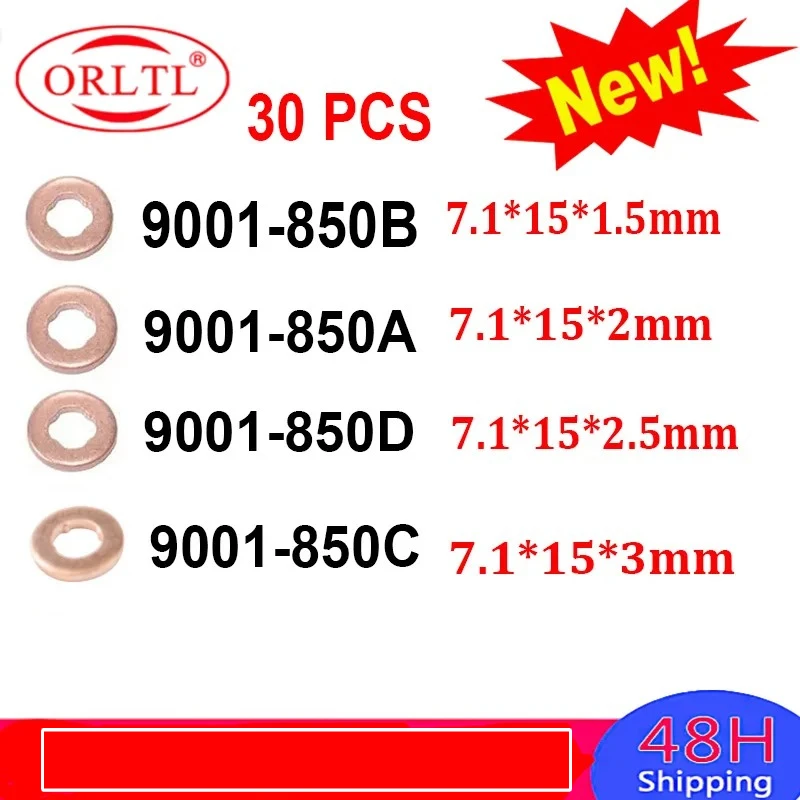 30pc ORLTL 9001-850C Injector Washer Shims Copper Rings Gasket 9001 850C 9001850C Thickness 7.1*15*3 3mm for EJBR04501D