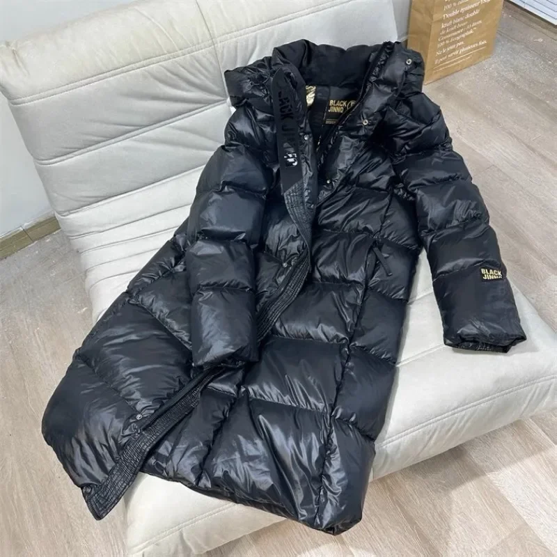 2023 New Women Down Jacket Winter Coat Female Long Detachable Hood Parkas Warm Thiken Outwear Black Loose Versatile Overcoat