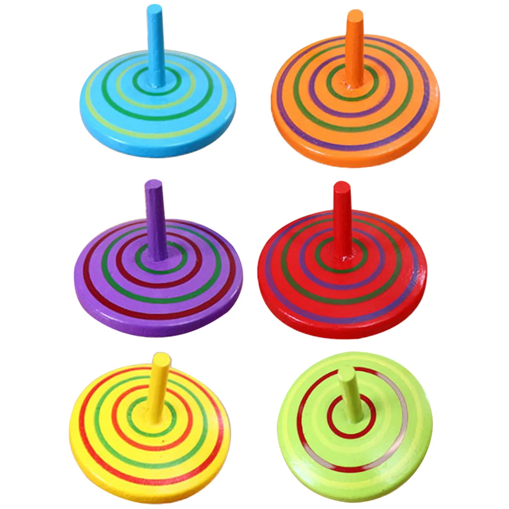 Kids Gyroscope Wooden Spinning Top Colorful Tops Sports for Baby Peg-Tops