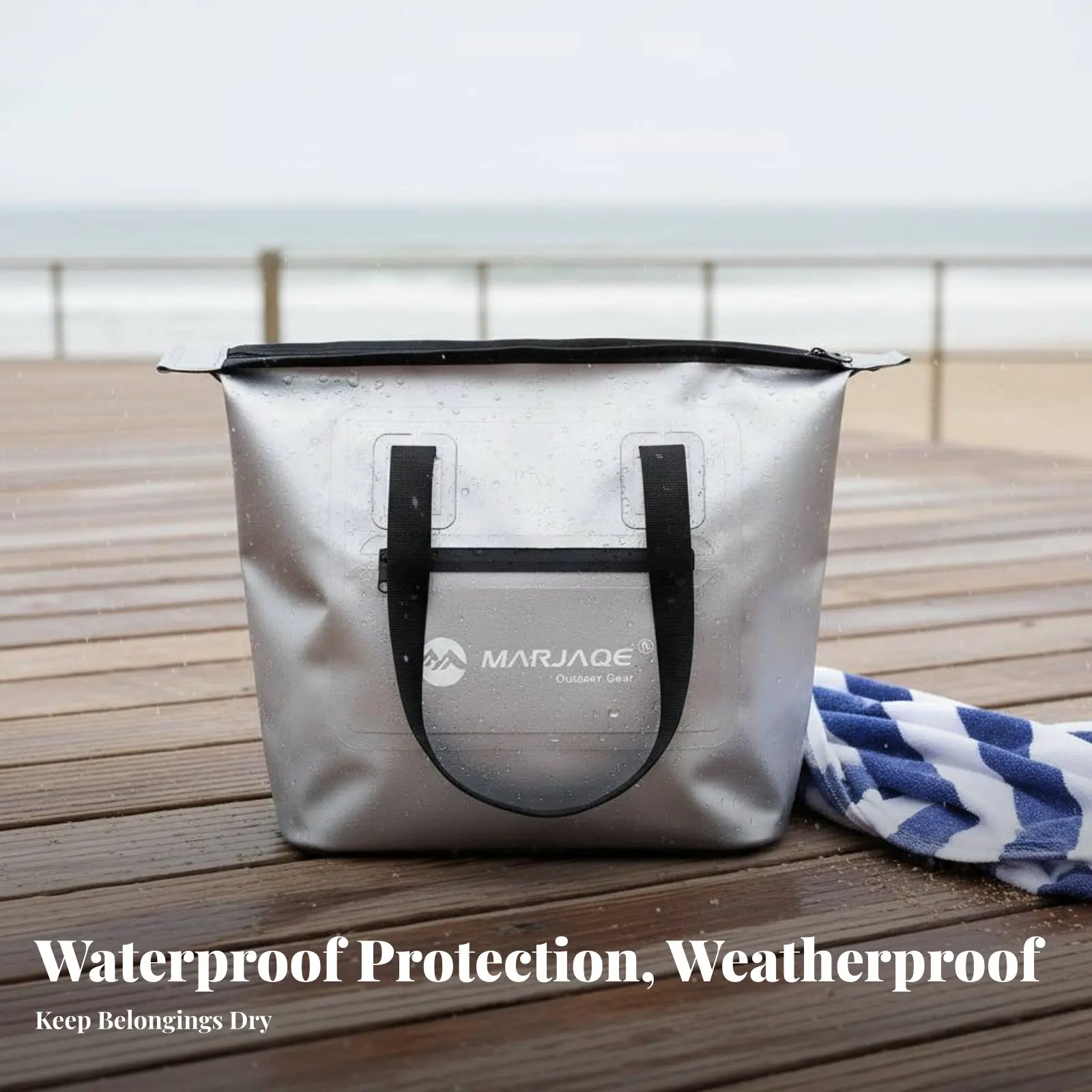 

Waterproof Tote Bag Sturdy PVC Seaside Tote Large Beach Tote Easy to Clean Outdoor Gear Multiple Pockets for Swimmers