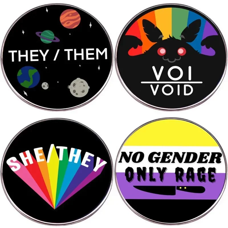 

Various Pronouns Enamel Pins THEY THEM HE HER SHE HER Rainbow Flag Lapel Brooch Badge Men Women Fashion Jewelry Accessories Gift