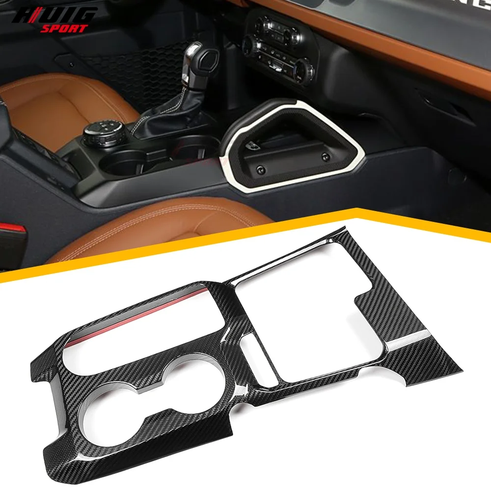 

2021 + 2024 2025 + для Ford Bronco, центральная панель из настоящего углеродного волокна, крышка рычага замены передач, аксессуары для украшения интерьера автомобиля