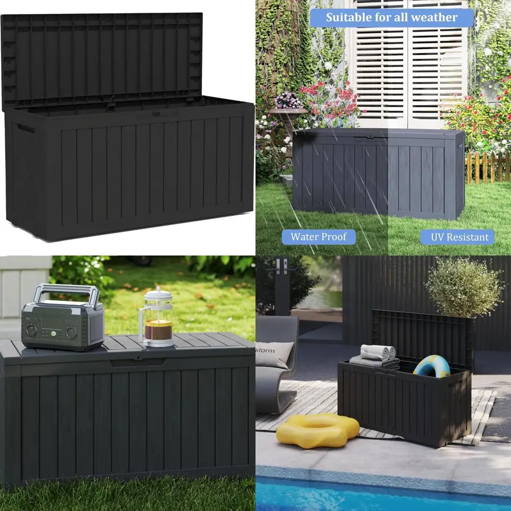 صندوق تخزين خارجي مقاوم للماء مع عجلات، صندوق سطح قابل للقفل سعة 90 جالونًا لتخزين الوسادة والحديقة، صندوق راتينج مقاوم للأشعة فوق البنفسجية #1