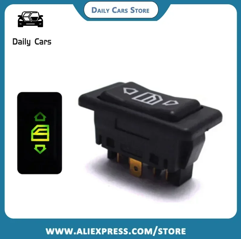 

6 Pin Car Glass Lifter Switch Electric Power Switch Button With Green 12V 24V 10A Car Electric-Window Switch Accessories Parts