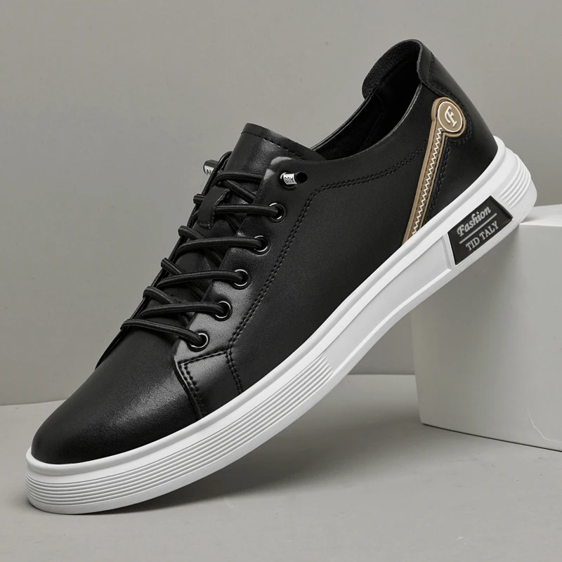 Spring 2025 Men's White Sneakers - Couple Style, Trendy & Versatile, Lightweight Breathable & Height-Increasing