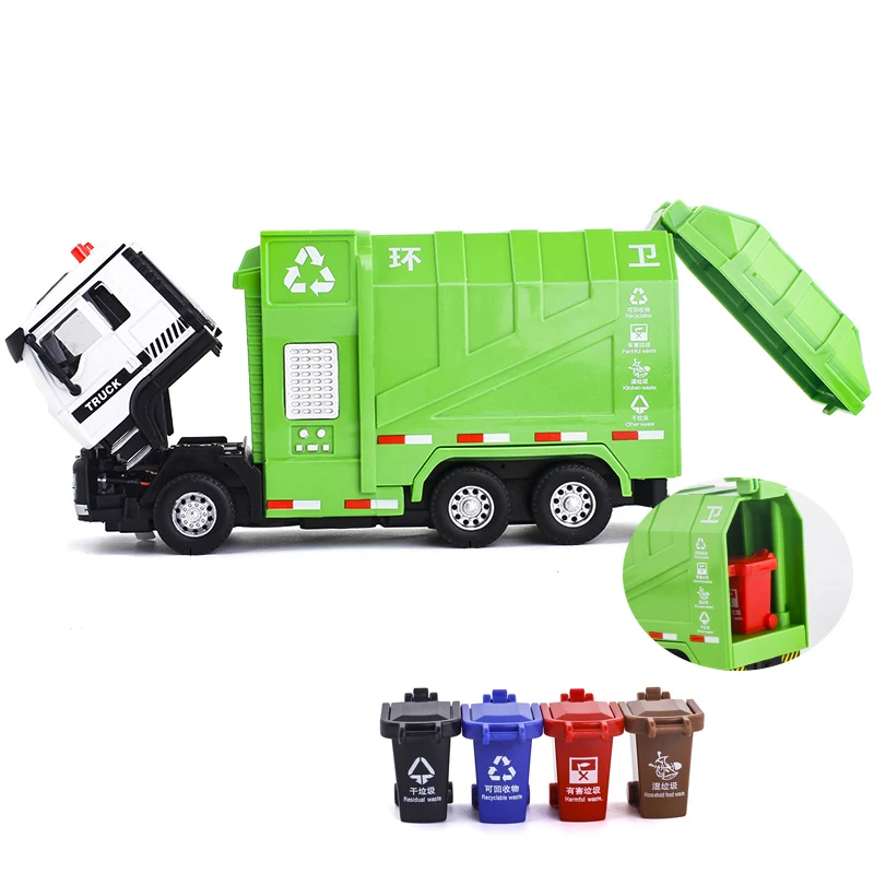 

Cool Children Toys Garbage Truck Clearn Car Models Die-cast & ABS Engineering cars Pull Back with Light Boys Gift