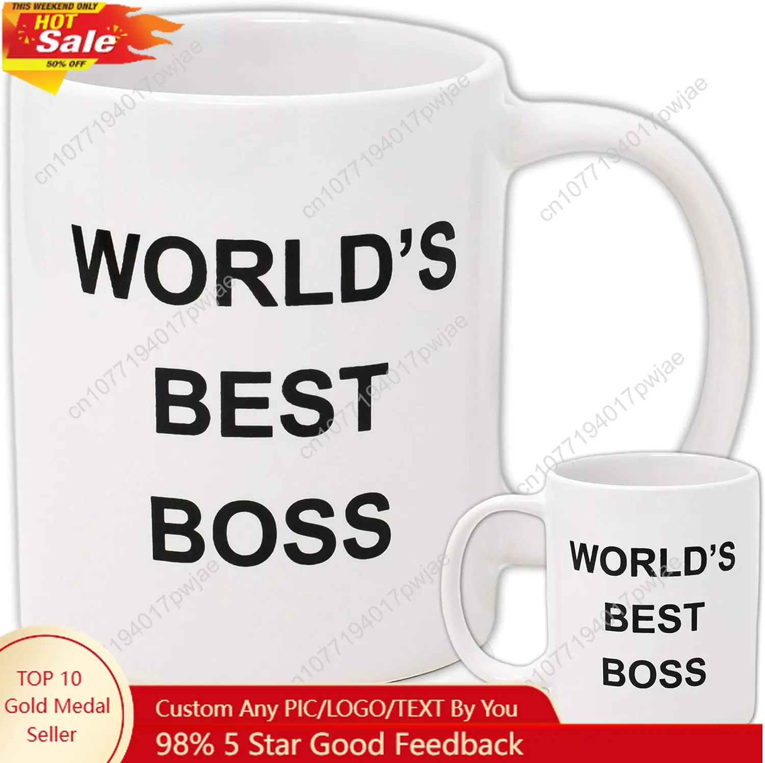 

Alpha Awards WORLD'S BEST BOSS Coffee Mug, Double Sided Imprint, 11 OZ Ceramic Mug For The Office