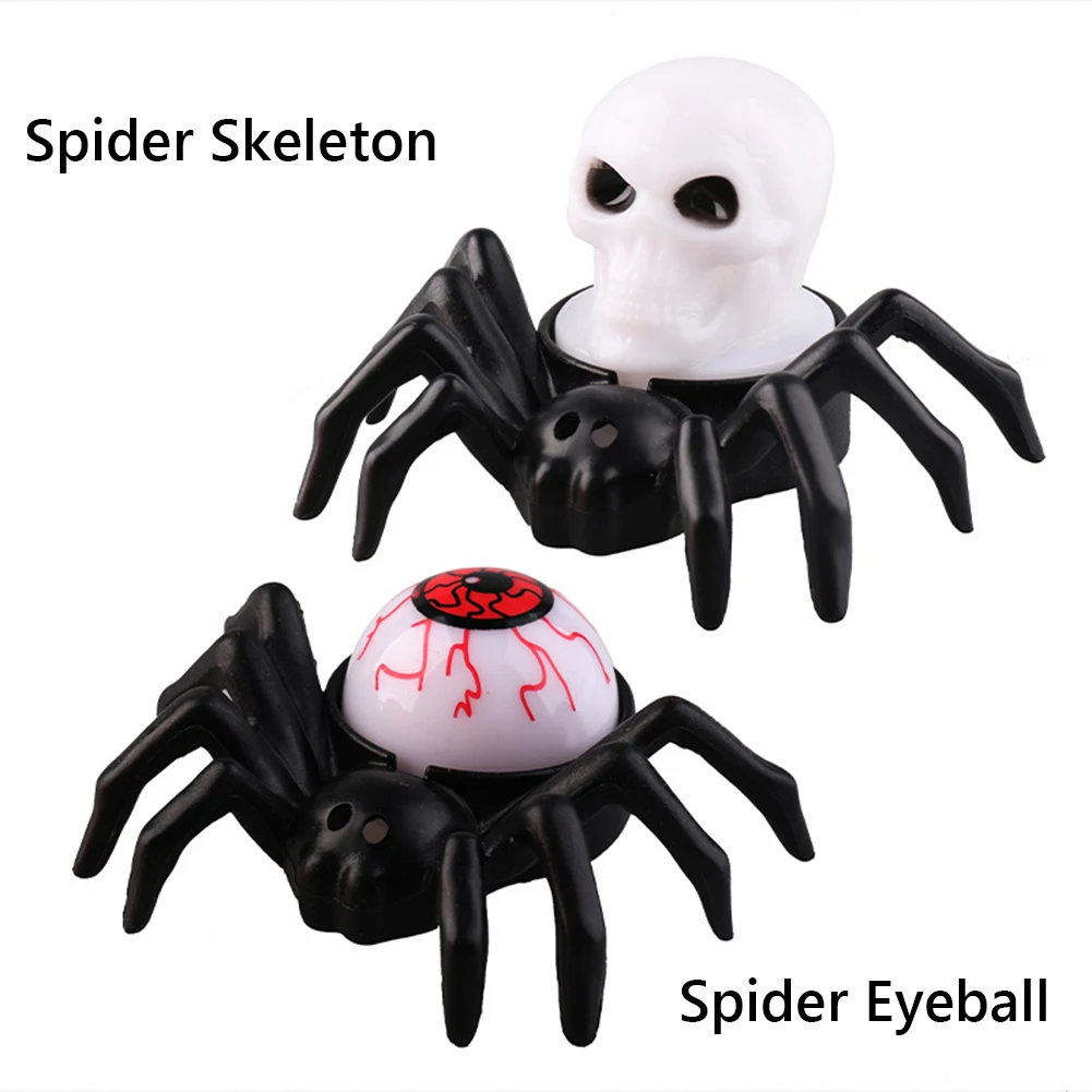 12 قطعة LED الهالوين الرعب العنكبوت ضوء بطارية تعمل العنكبوت الخلفي العين ظهرت شمعة مصباح العنكبوت العين ضوء LED ضوء شمعة #1