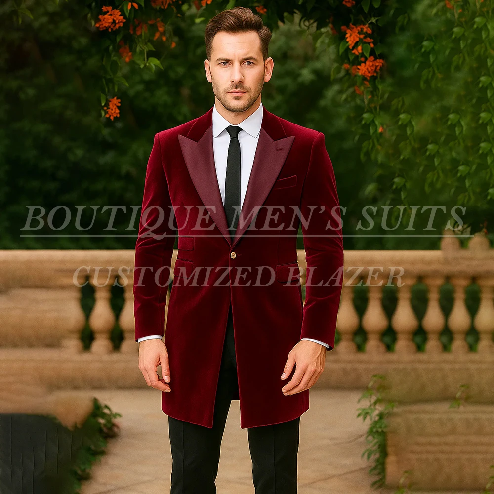 

Customzied Men's Suits 2 Piece Jacket Pants Luxury One-Button Peak Lapel Male Clothing Fashion High Quality Outfits Blazer