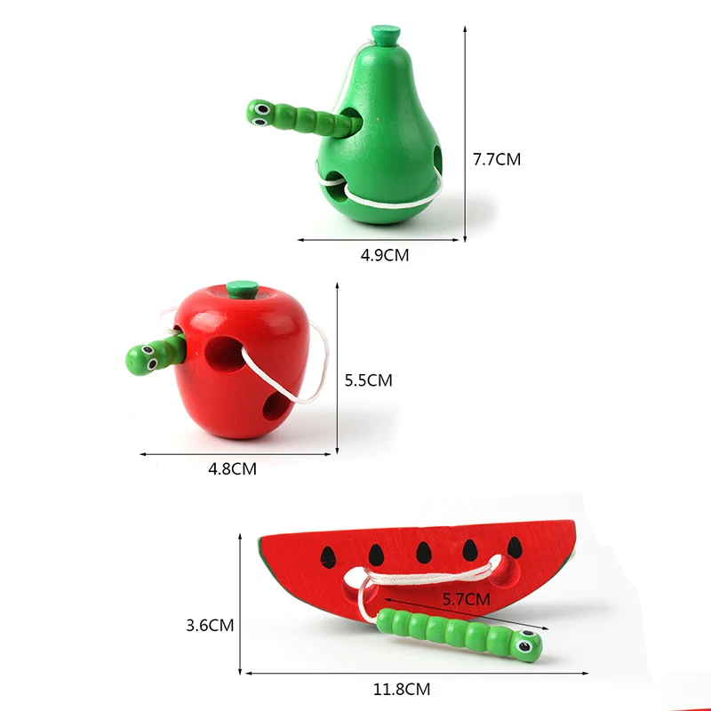 Montessori ของเล่นหนอนกินผลไม้ปริศนาไม้นิ้วมือเด็กยืดหยุ่นการฝึกอบรม Twisting Worm ของเล่นเพื่อการศึกษา