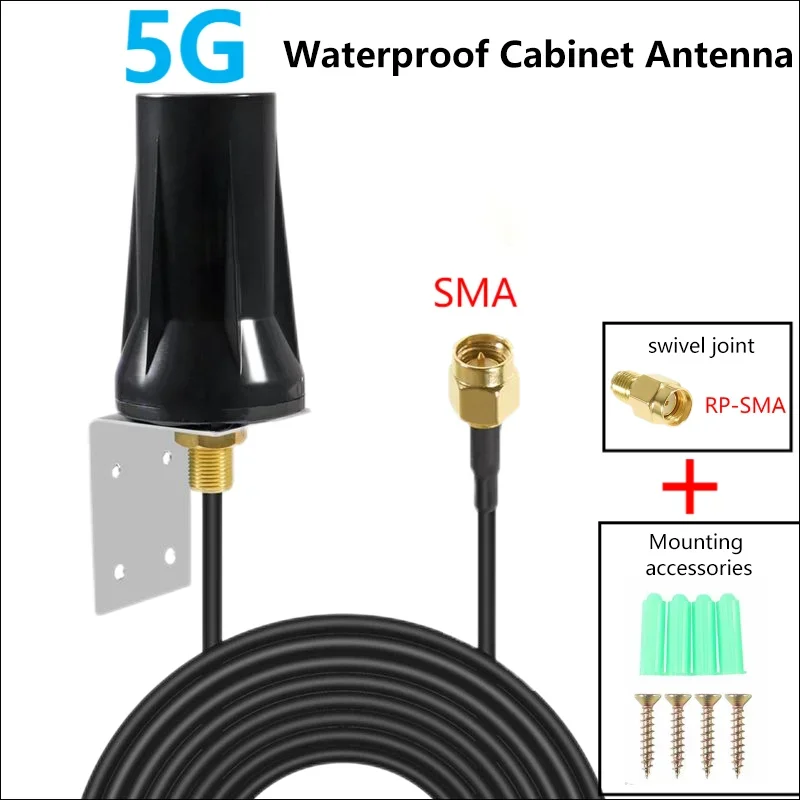Antena Exterior Impermeable, Conector SMA Macho RP-SMA, Compatible con Routers 5G, 4G, LTE, Antena Móvil