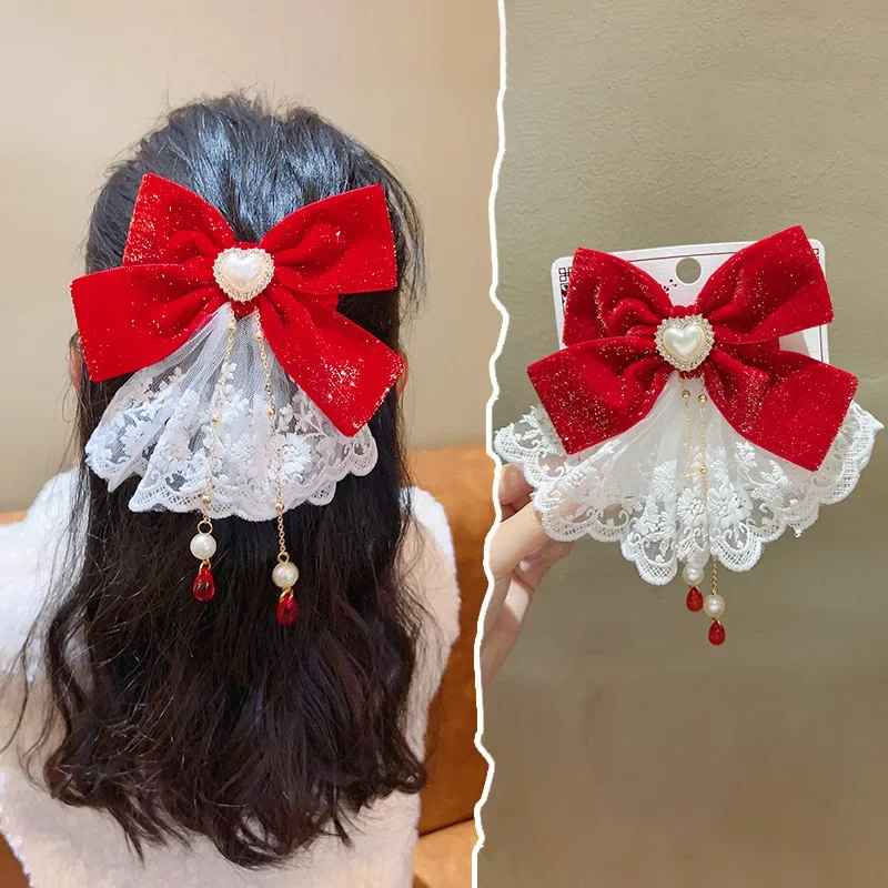 

Bow Shaped Hair Accessories Chinese Style Su Hair Clip Ancient Hanfu Hair Clip Baby Children's New Year Headwear