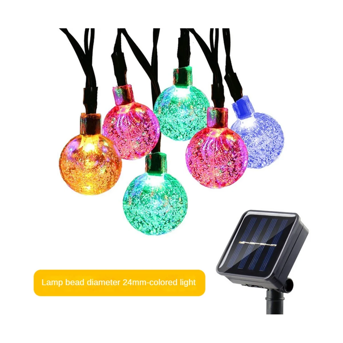 หลอดไฟไฟแสงอาทิตย์ลูกแก้วคริสตัล8โหมด5ม. ไฟสาย LED ไฟนางฟ้ามาลัยสำหรับงานคริสต์มาสปาร์ตี้ตกแต่งกลางแจ้ง