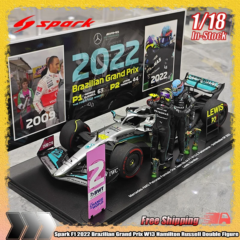 

Spark 1:18 F1 2022 Бразильский Гран-при W13 Hamilton Russell Двойная фигурка из смолы Миниатюрная модель автомобиля на заказ Детские игрушки в подарок