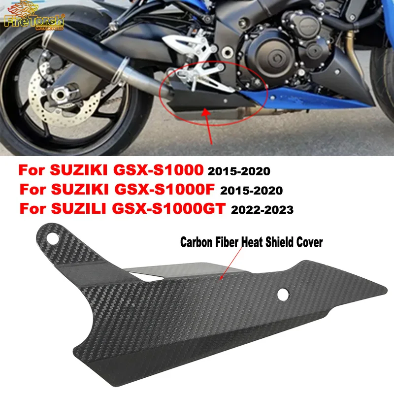 For SUZUKI GSX-S1000 GSX-S 1000F 1000GT GSXS 1000 F GT 2015 - 2023 Motorcycle Exhaust Carbon Fiber Protector Heat Shield Cover