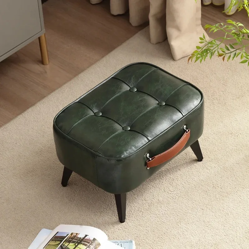 Short Stool Minimalist Soft Cushion, Space Saving Shoe Bench for Entryway Living Room, Lightweight Compact Extra Seating