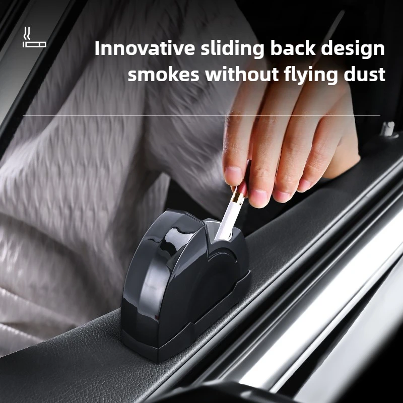 Universal Vehicle Ashtray with Automatic Blue Light, Small Body Large Capacity Car Ashtray, Smokeless Car Ash Tray with Lid for