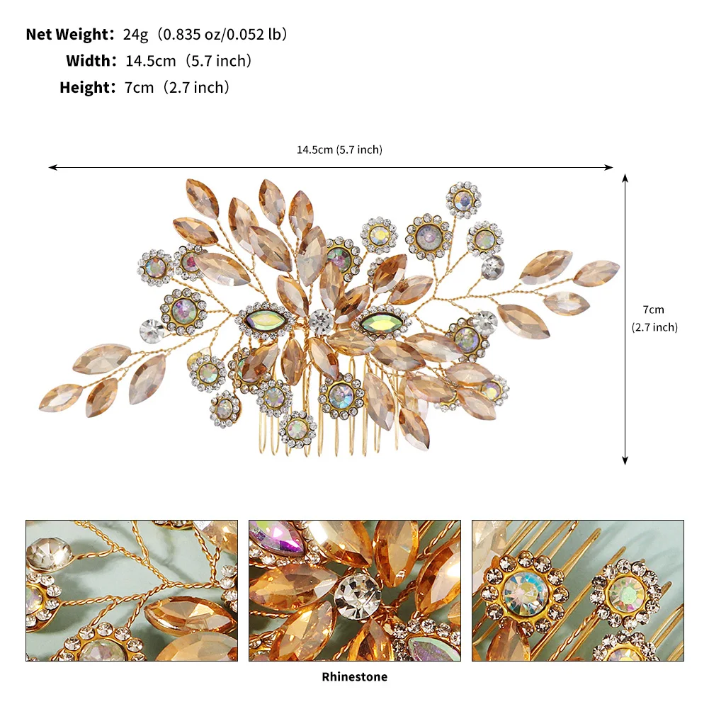 Elegante strass girassol pente de cabelo nupcial inserção pente premium festa mulher updo pino de cabelo headpiece jóias de cabelo como presentes