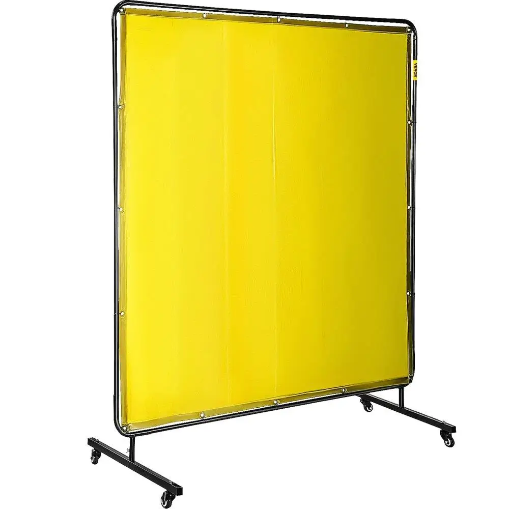 

Portable Welding Screen 6x6ft Flame Resistant Vinyl 4 Wheeled Base Light Proof Professional Welding
