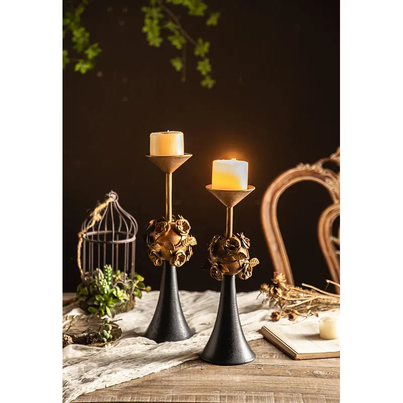 

Antique Table Top Candlelight Home Decor Pillar Candlestick Vintage Wrought Iron Candlestick Holder