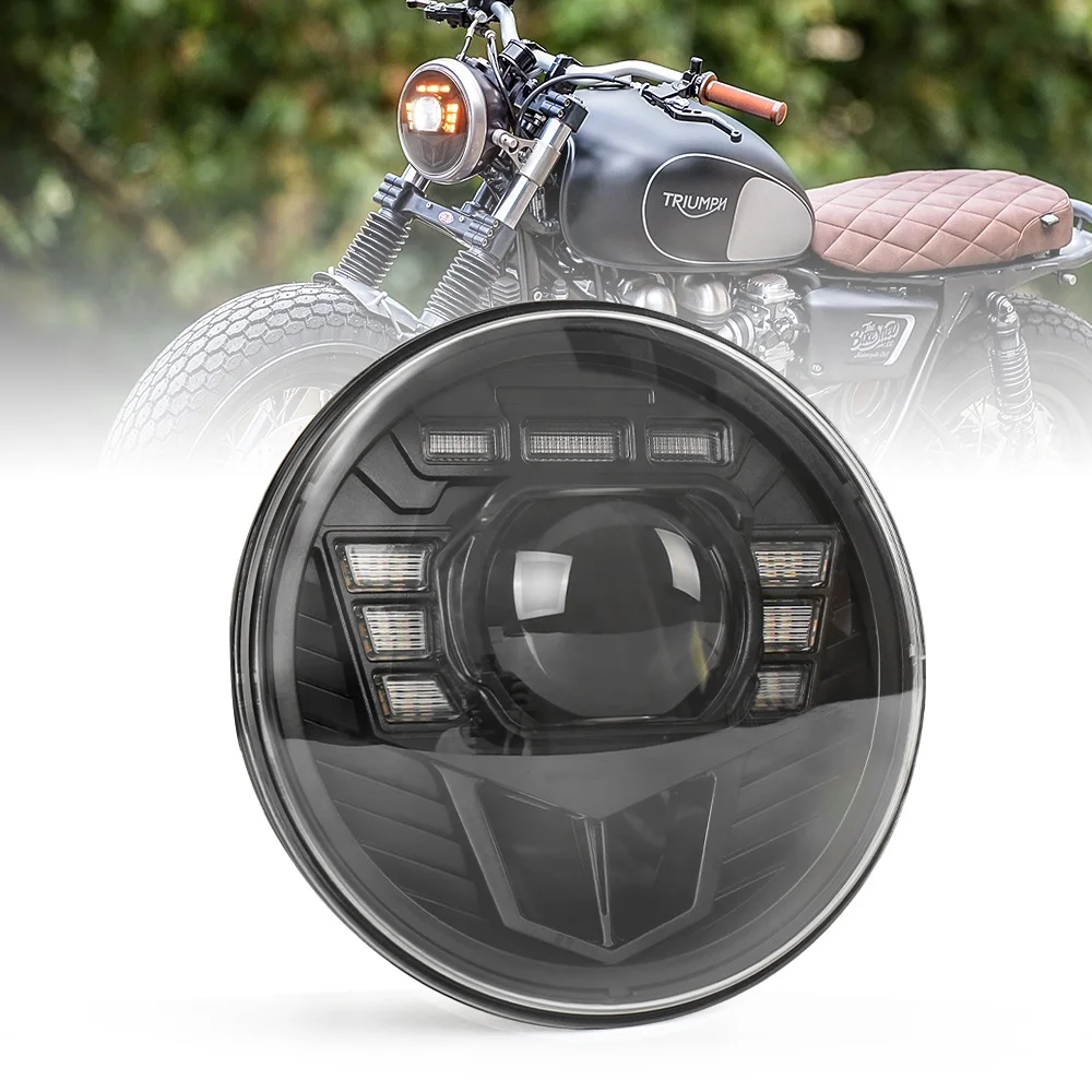 

Waterproof 12 Headlamp With Bracket Amber Turn Signal for Harley Davidson Motorcycle Round 7 Inch Led Headlight