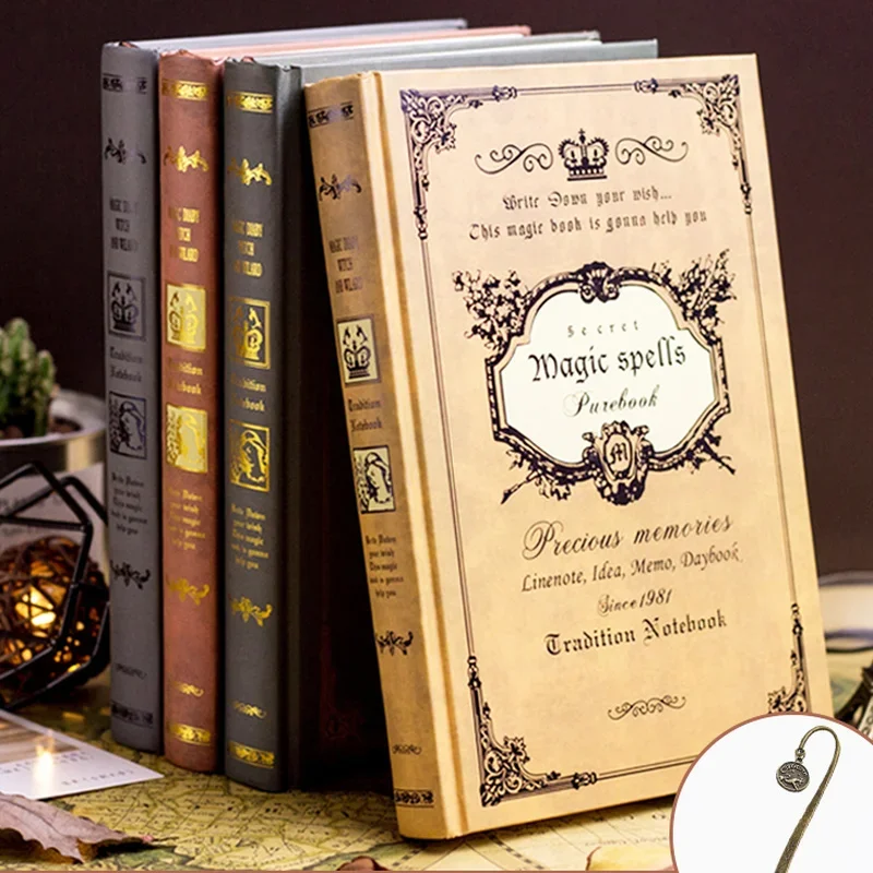 Cuaderno mágico grueso Retro europeo, libro diario creativo A5, regalos clásicos para estudiantes