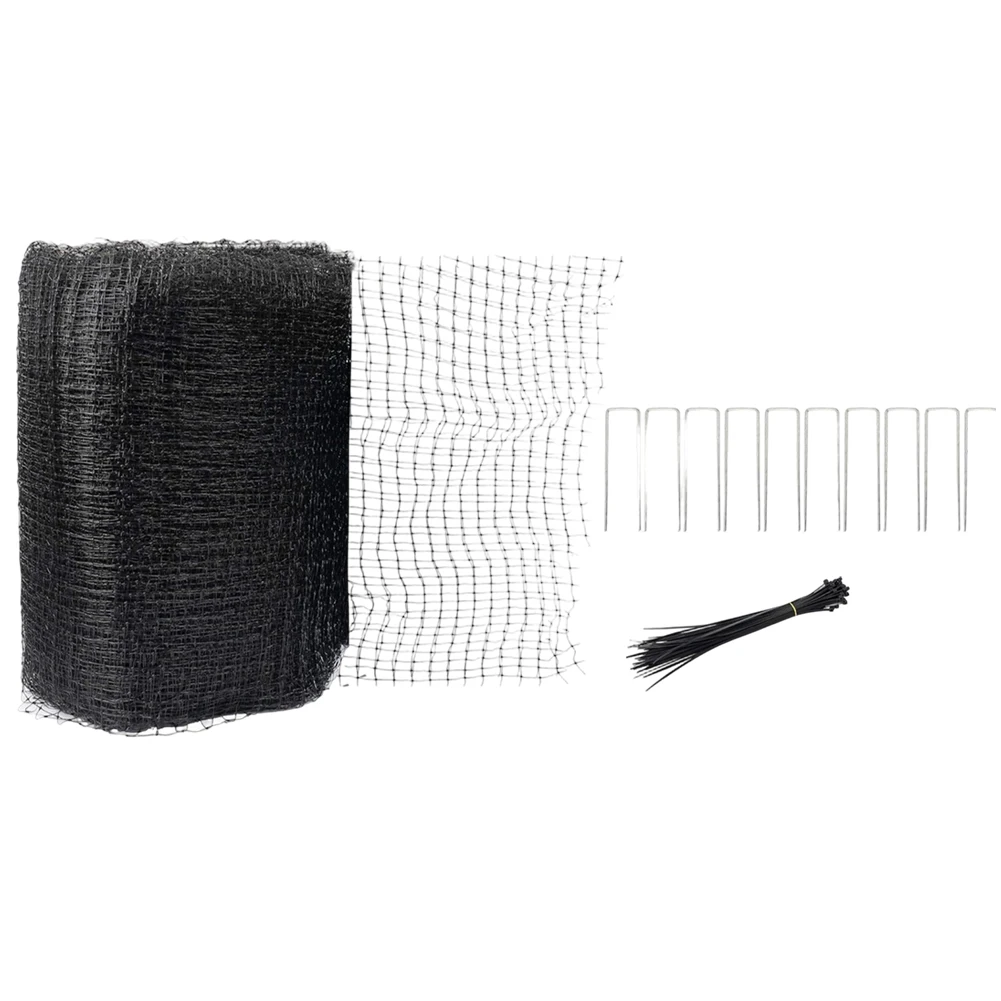 Garden Fence 2.1*15m Deer Dog Barrier Roll Black Color Finish Includes 50 Cable Ties Weatherproof Construction
