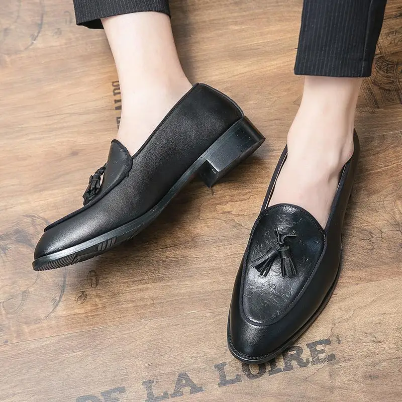 Zapatos formales para hombre, zapatillas de deporte informales Retro británicas, ropa Formal de negocios, trabajo negro