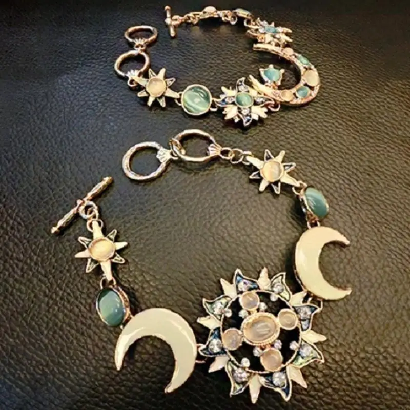سوار Sun Moon Star الفريد من نوعه غير متماثل سوار Sun Moon Star للنساء مع و Rhinestones #2