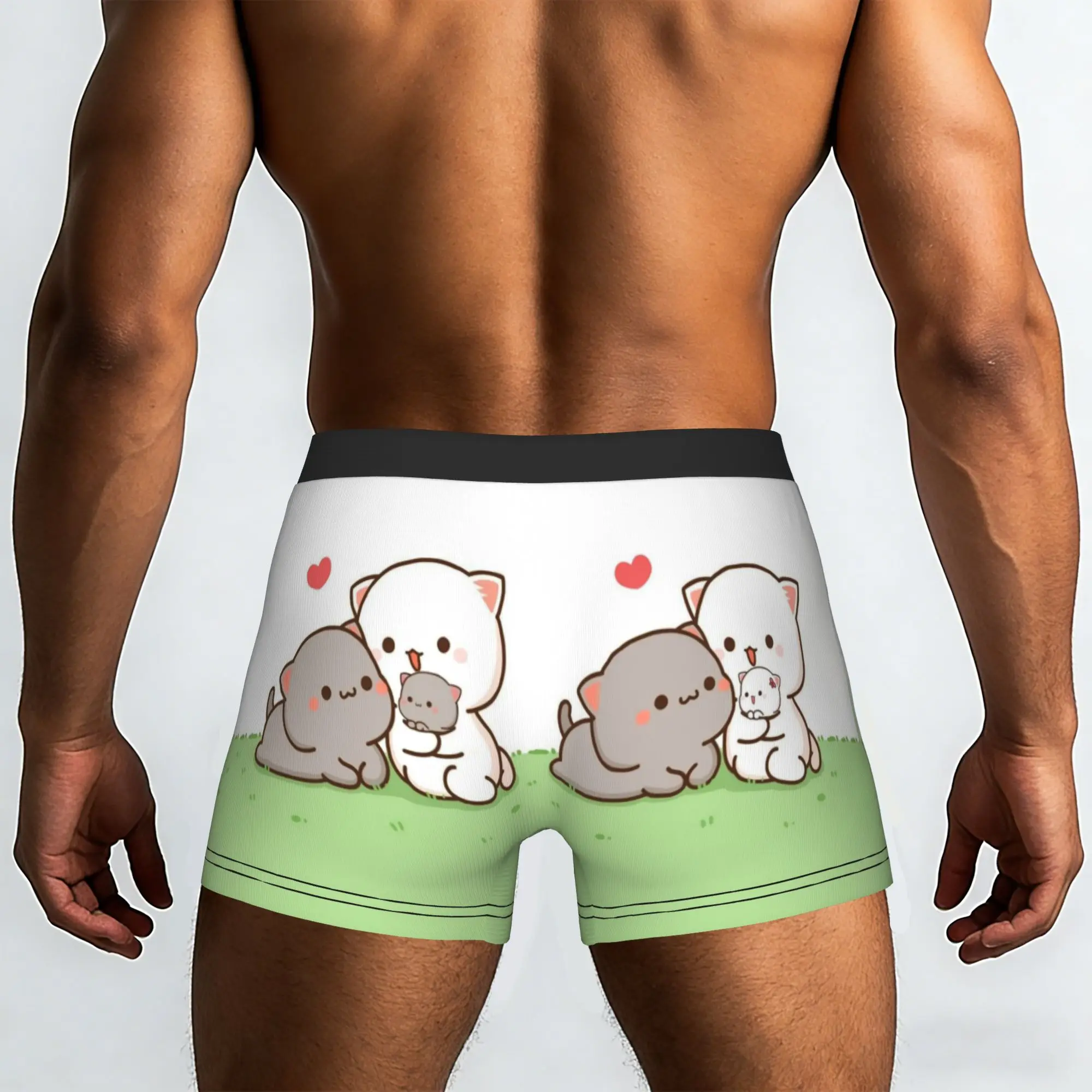 Custom Peach And Goma Romantic Mochi Cat Boxers Shorts Men  Briefs Underwear Novelty Underpants