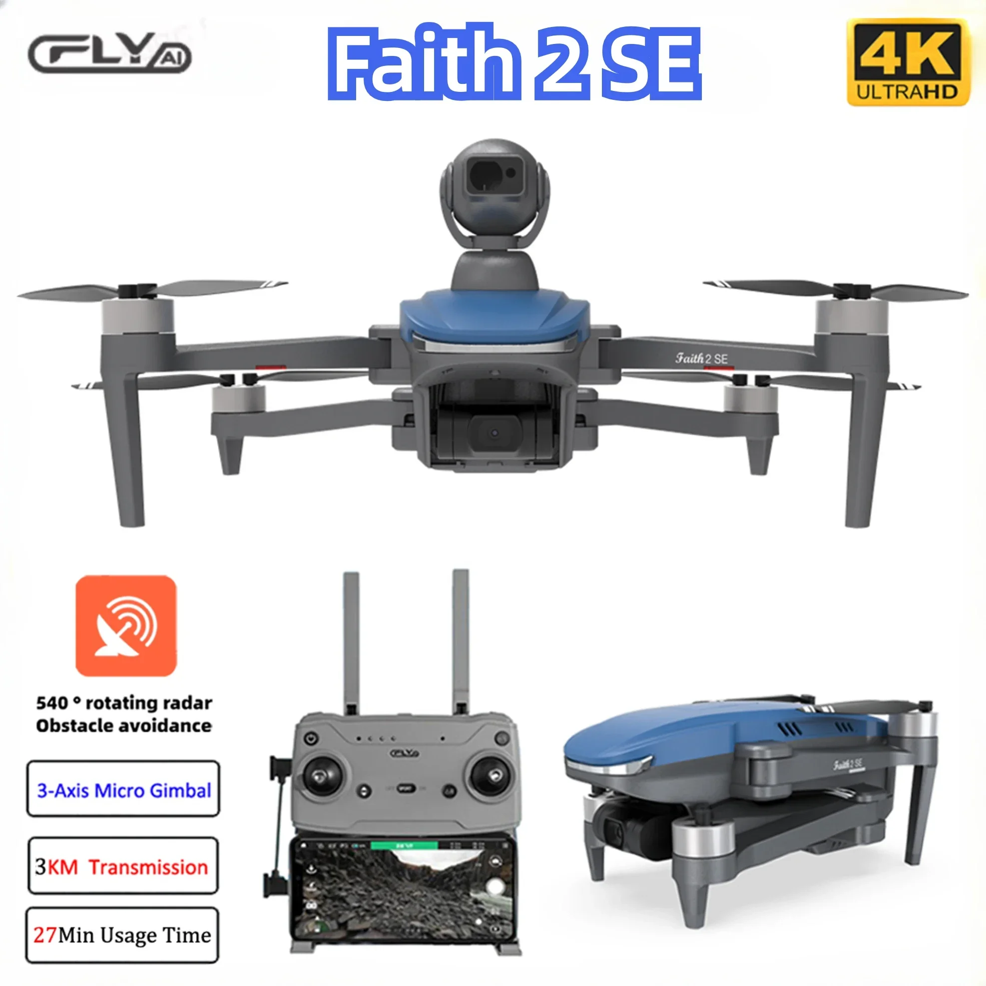 

2024 Faith 2 SE With 540° Obstacle Avoidance 3-Axis Gimbal Professional 4K Camera GPS 3KM FPV RC Drone Quadcopter VS SJRC F22S