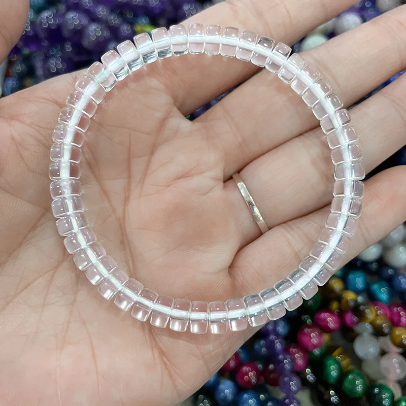 natural-clear-quartz-tablet-bracelet-high-clarity-straight-cut-crystal-stretch-bracelet-gemstone-jewelry
