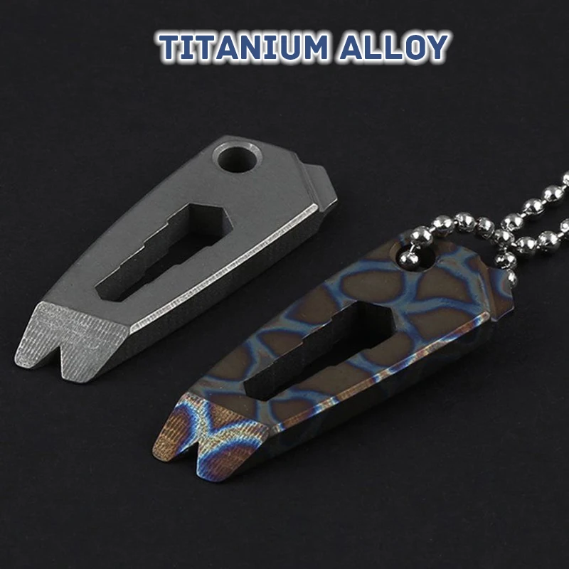 MINI Crowbar Burn Titanium Alloy EDC Nail Puller Flat-head Screwdriver Box Opener Multi-function Keychain Pendant Tools Necklace