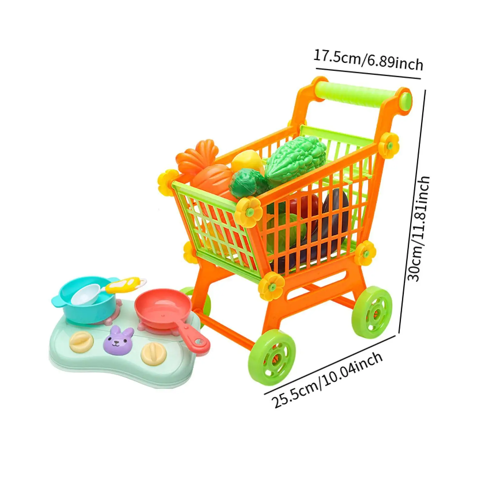 I giocattoli del carrello della spesa per bambini fingono di giocare al giocattolo del negozio di alimentari per bambini in età prescolare