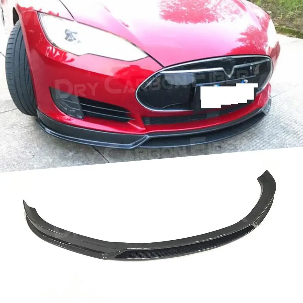 Carbon Fiber Front Bumper Lip Spoiler for Tesla Model S 70D P85D 90D P100D Sedan 4 Door 2012-2017 Head Shovel Guard Car Styling