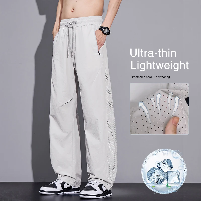 

Ultra-thin Breathable Ice Silk Casual Pants Men's Outdoor Loose Straight Quick-drying Sweatpants Summer Fashion Jogger Trousers