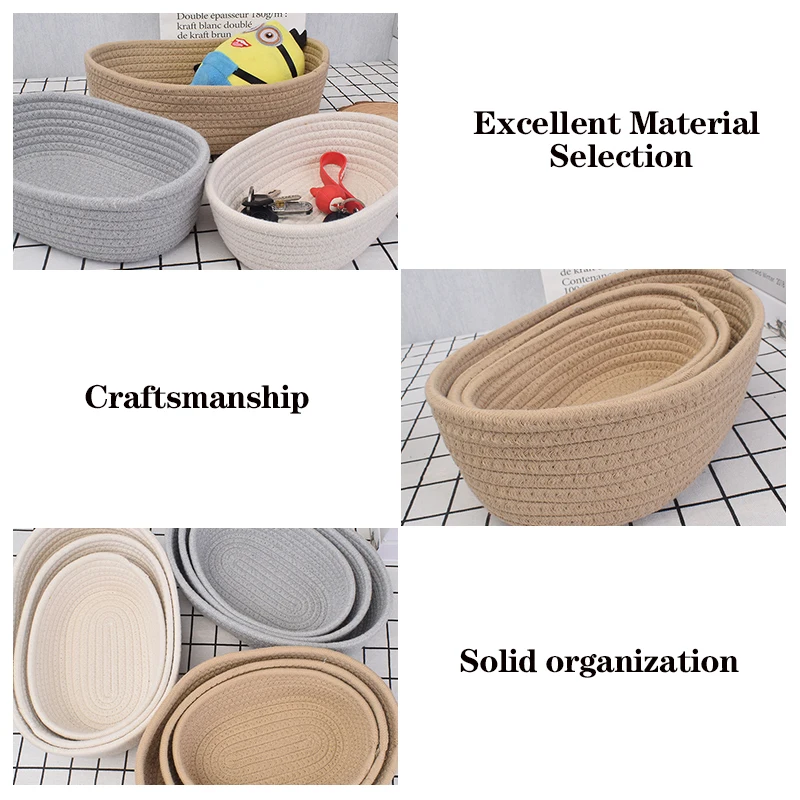 الشمال المنسوجة القطن حبل تخزين سلال تنظيم صناديق أشتات مفتاح مستحضرات التجميل تخزين سلال سطح المكتب أشتات تنظيم سلة