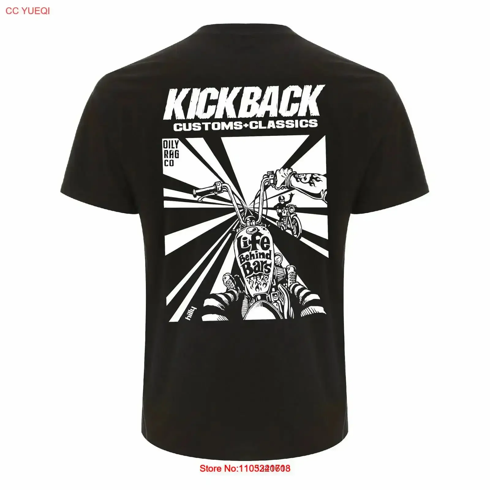 Kickback Custom Motorcycle Show Prison T shirt Black by Oily Rag Co vintage Washed graphic homme Top For Everyday Wear fashion