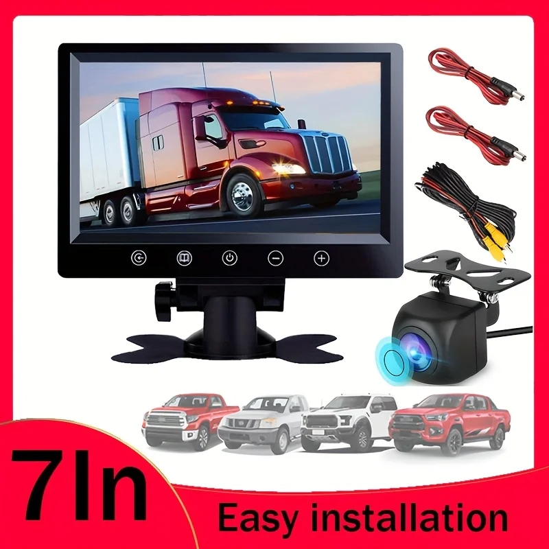

7-Inch HD Monitor Kit with a Touch Button for Rear View Cameras, Suitable for Trailers, Includes a Parking Guide