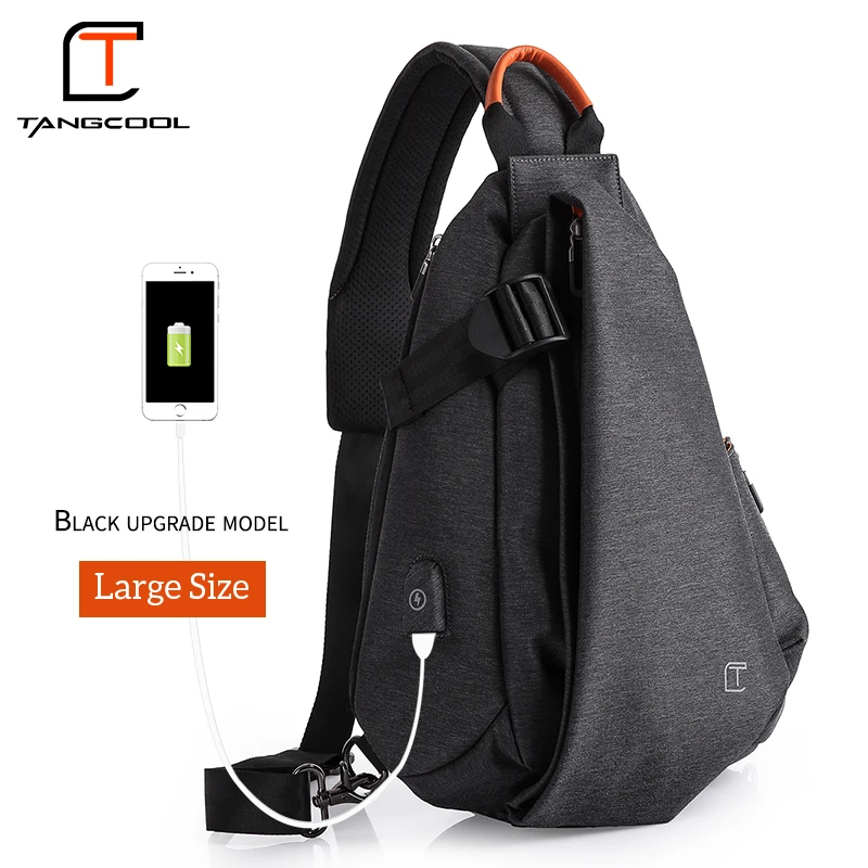 

TANGCOOL Casual Sling Crossbody Bag for Men Women Anti theft Water Resistant Chest Bag with USB Charging for Daily Travel