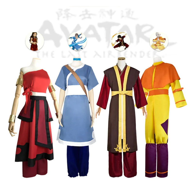 Anime Avatar The Last Airbender Katara Fire Nation Aang Cosplay Costume Adult Women Halloween Carnival High Quality Clothes