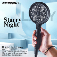 Shower Head 3 Mode Rainfall ABS Round High Pressure Turbo Spray Nozzle Adjustable Black Eco Shower Bathroom Accessories FR102