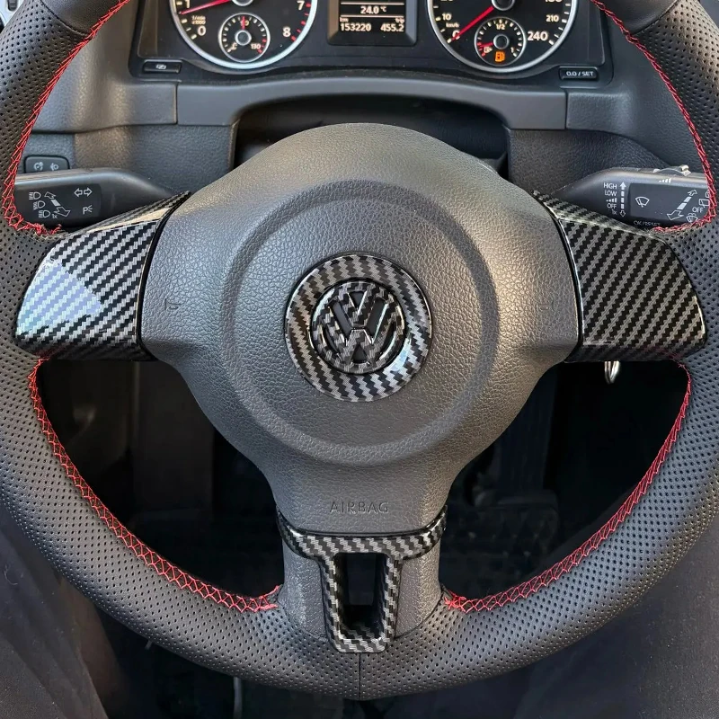 

3pcs Car Steering Wheel Cover Trim Sticker for Volkswagen VW Golf 6 MK6 Passat B7 CC Jetta Bora Polo Tiguan Caddy Touran Sharan