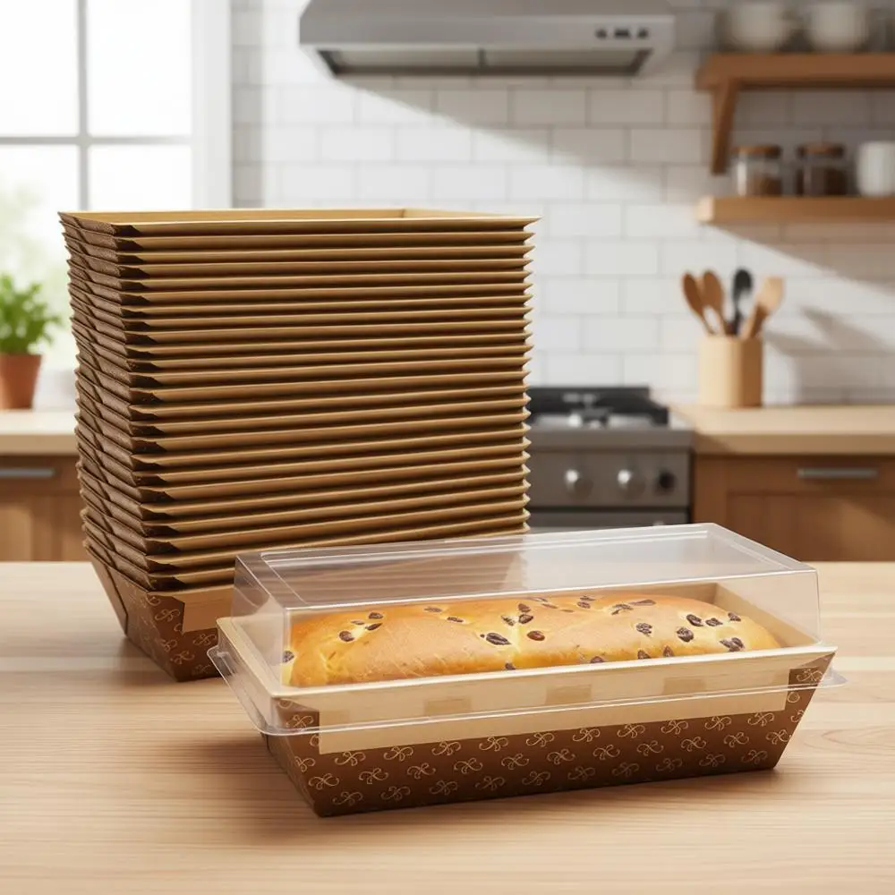 

1Lb Disposable Bakeable Paper Loaf Pans with Lids, 25 Pack - Ideal for Bread, Meatloaf, Cakes, and Fundraising Events