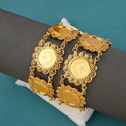 Arabic Trendy Gold Plated Coin Chain Bracelets for Women Muslim Turkish Bridal Jewelry Lucky Totem Charm Bracelet