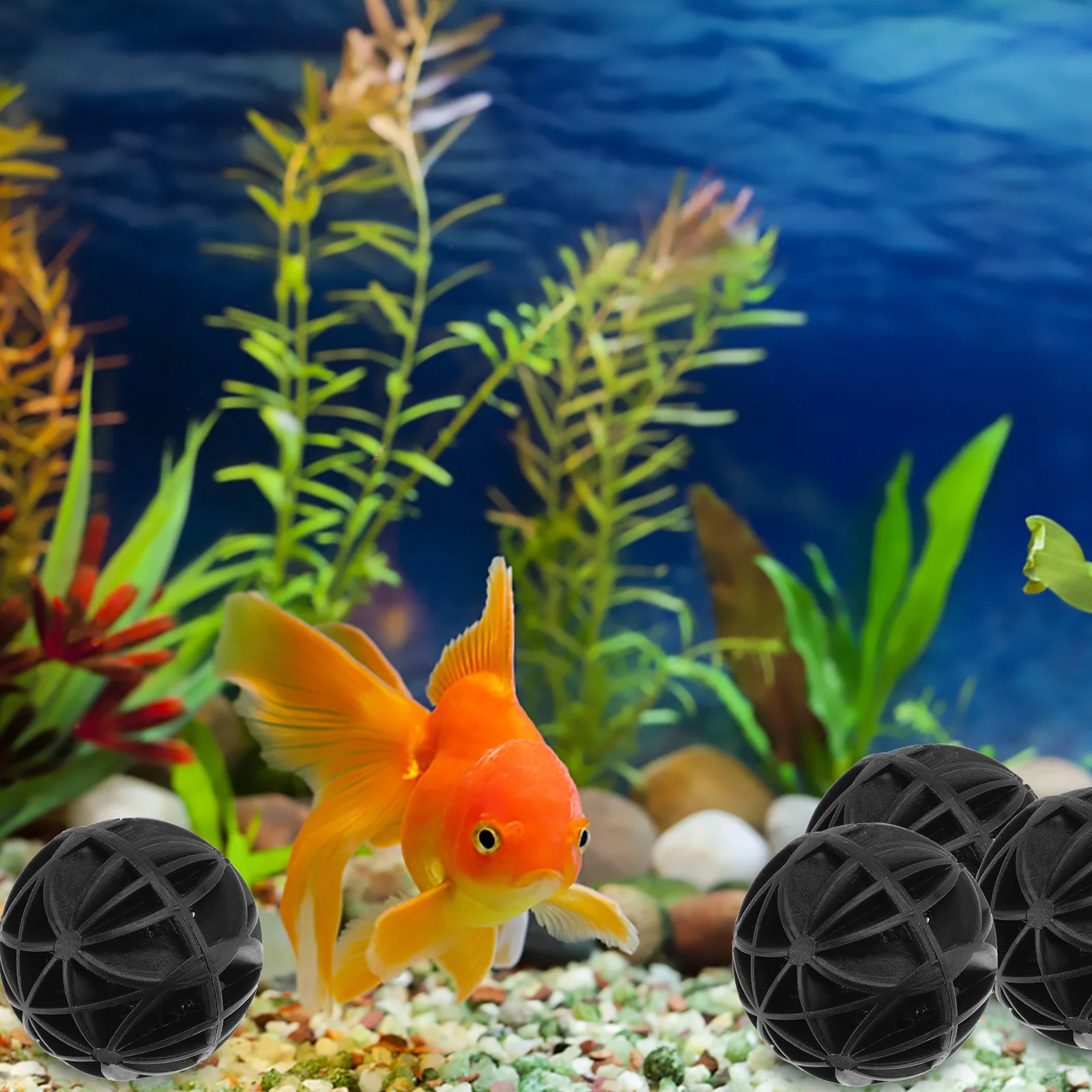 

50Pcs Aquarium Bio Balls Filter Media Plastic Black High-Performance for Fish Tank Freshwater Saltwater Oxygenation Gas Exchange